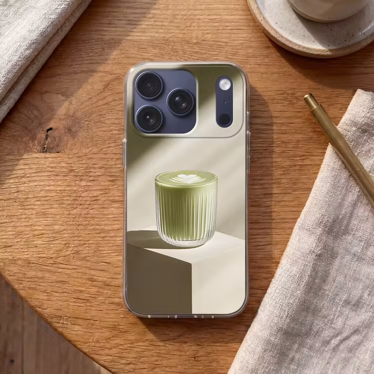 Matcha - Glas - Groen - Minimalistisch Telefoonhoesje iPhone 17 Pro klein -sfeer1