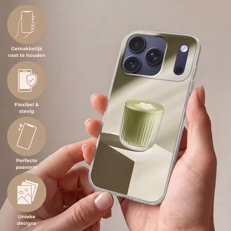 Matcha - Glas - Groen - Minimalistisch Telefoonhoesje iPhone 17 Pro klein -sfeer3_NL