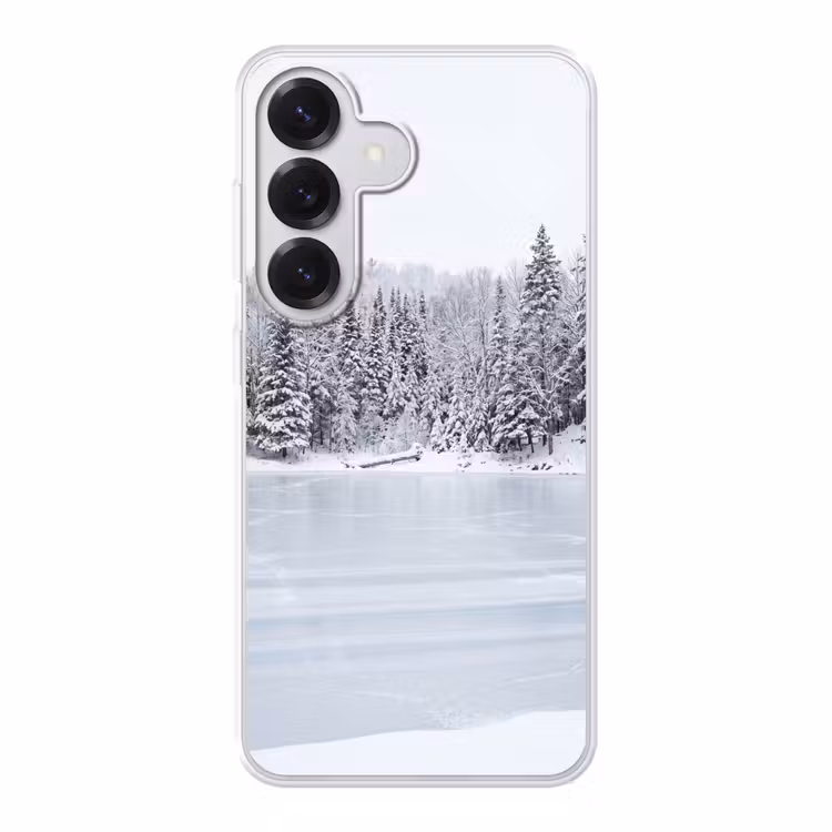 Meer - Dennen - IJs - Winter - Rustgevend Telefoonhoesje Samsung Galaxy S26 klein -3d