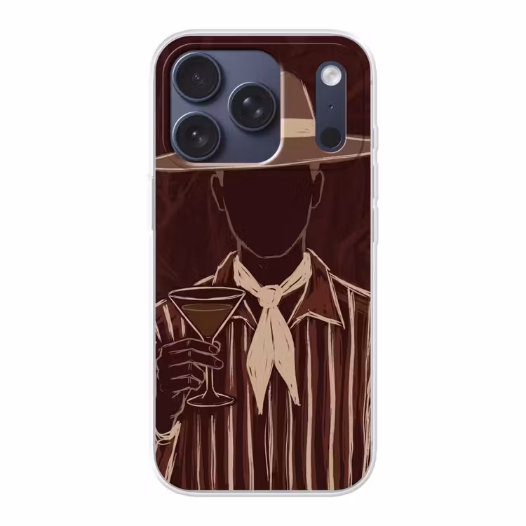 Mens - Hoed - Cocktail - Abstract - Bruin Telefoonhoesje iPhone 17 Pro klein -3d