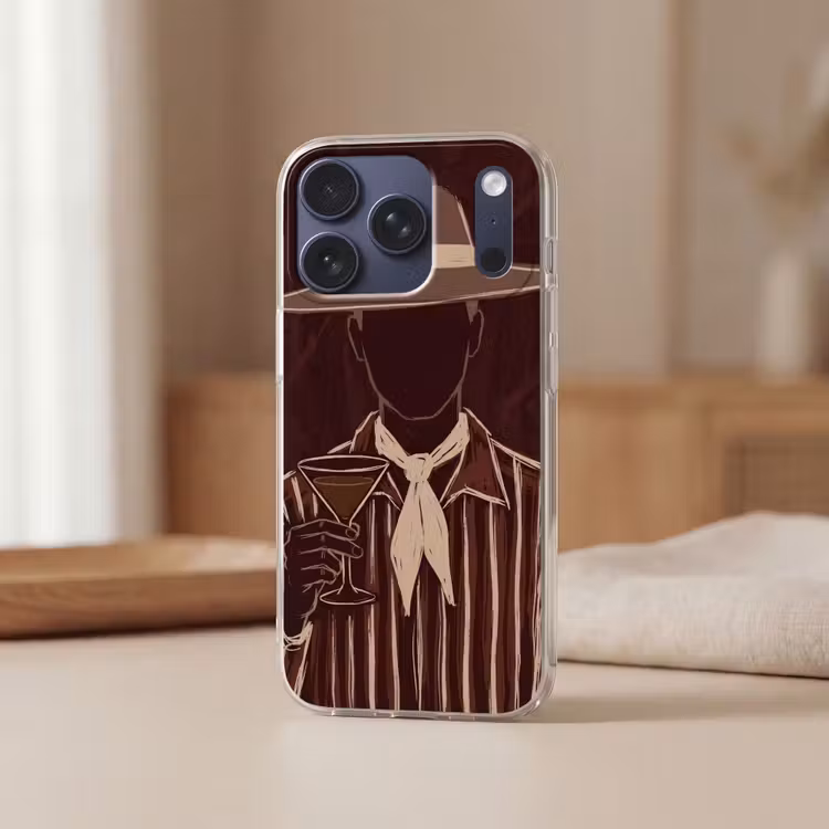 Mens - Hoed - Cocktail - Abstract - Bruin Telefoonhoesje iPhone 17 Pro klein -sfeer2