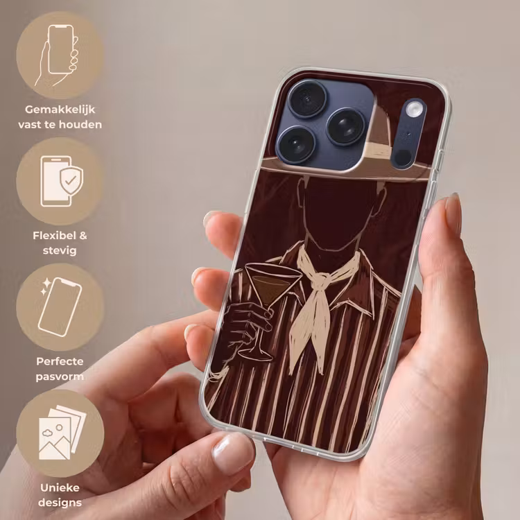 Mens - Hoed - Cocktail - Abstract - Bruin Telefoonhoesje iPhone 17 Pro klein -sfeer3_NL