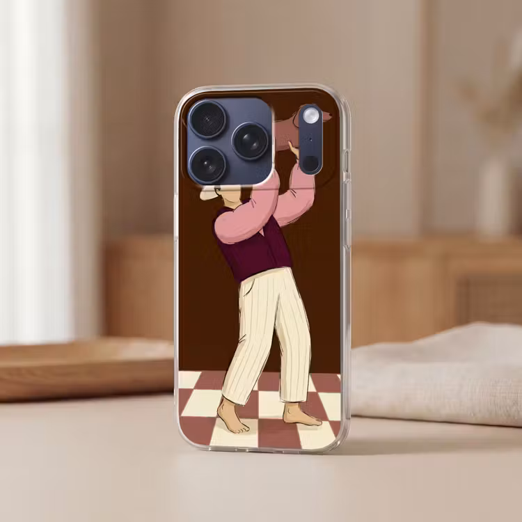 Mens - Hond - Dieren - Abstract - Roze Telefoonhoesje iPhone 17 Pro klein -sfeer2