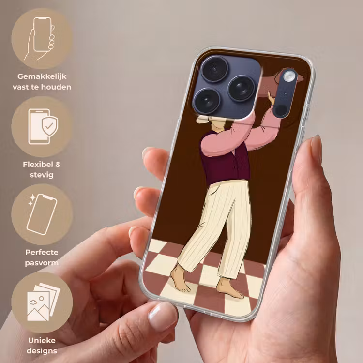 Mens - Hond - Dieren - Abstract - Roze Telefoonhoesje iPhone 17 Pro klein -sfeer3_NL