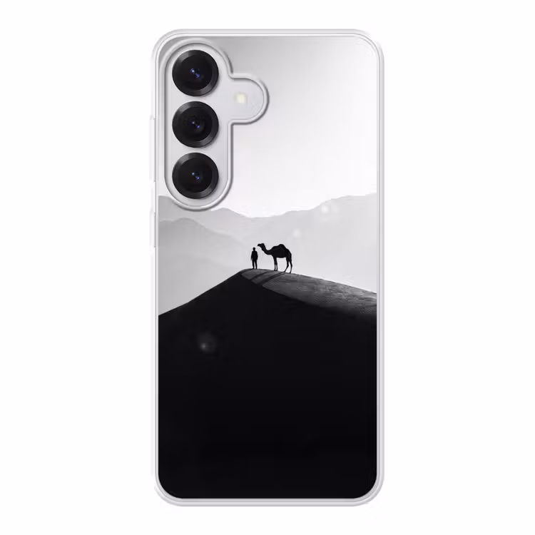 Mens - Kameel - Zandduin - Natuur - Monochroom Telefoonhoesje Samsung Galaxy S26 klein -3d