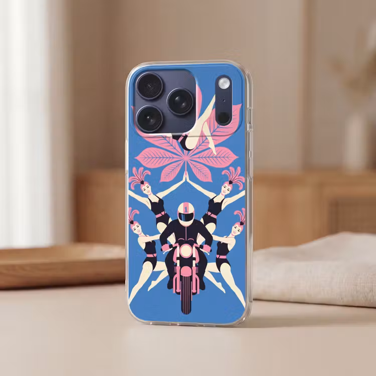 Mensen - Dans - Motor - Retro - Roze Telefoonhoesje iPhone 17 Pro klein -sfeer2