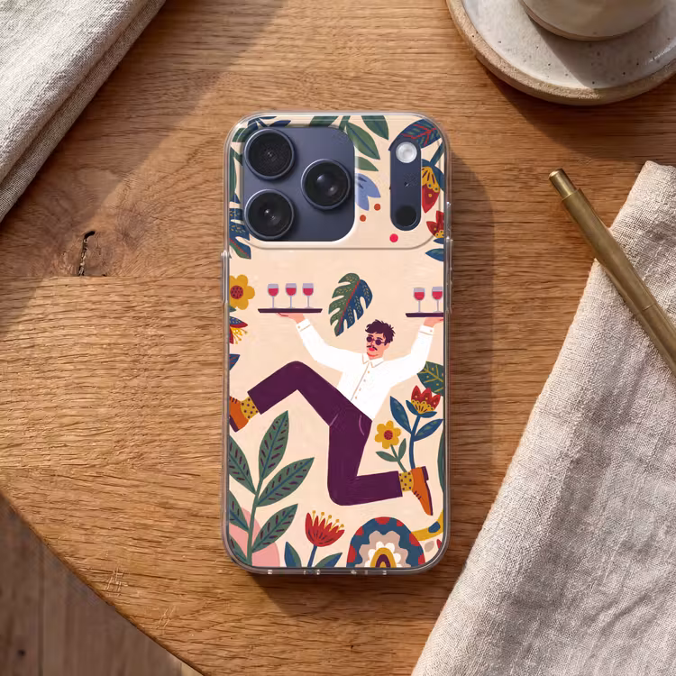 Mensen - Dienblad - Eten - Modern - Kleurrijk Telefoonhoesje iPhone 17 Pro klein -sfeer1