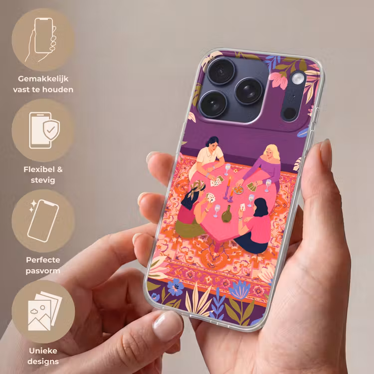 Mensen - Kaartspel - Interieur - Modern - Kleurrijk Telefoonhoesje iPhone 17 Pro klein -sfeer3_NL