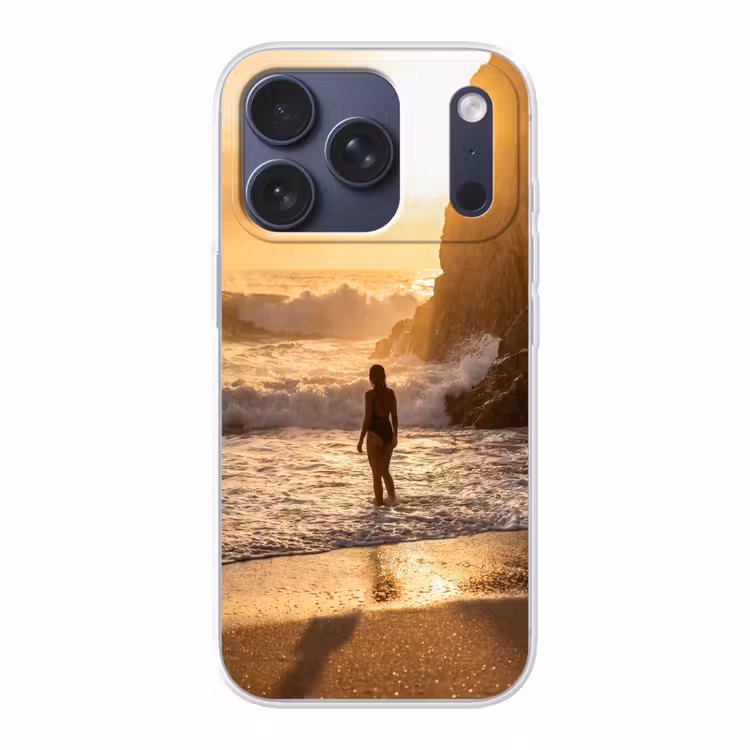 Mensen - Oceaan - Zonsondergang - Kust - Goud Telefoonhoesje iPhone 17 Pro klein -3d