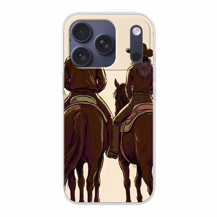 Mensen - Ruiters - Western - Illustratie - Bruin Telefoonhoesje iPhone 17 Pro klein -3d