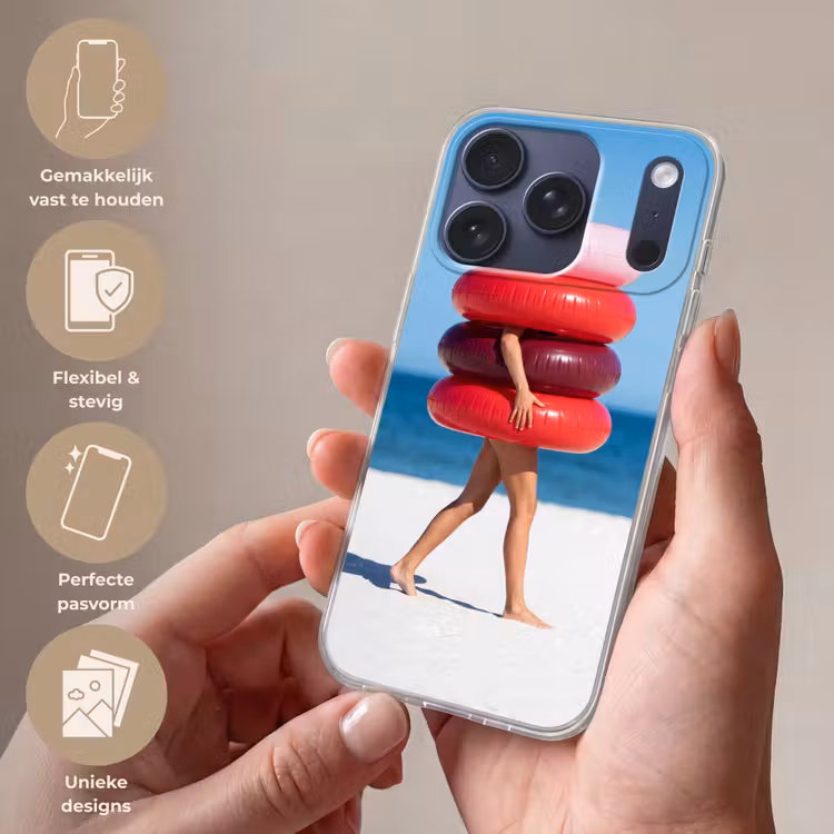 Mensen - Strand - Zomer - Recreatie - Kleurrijk Telefoonhoesje iPhone 17 Pro klein -sfeer3_NL