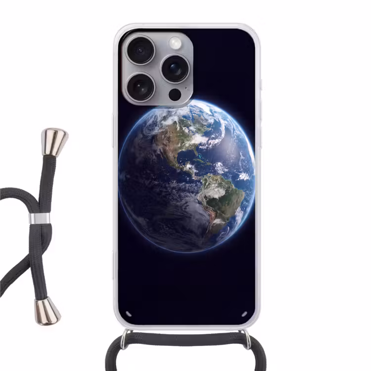 Telefoonhoesje met koord - Aarde - Ruimte - Kosmos - Aarde - Ruimte - Kosmos Hoesje iPhone 16 Pro Max met koord klein