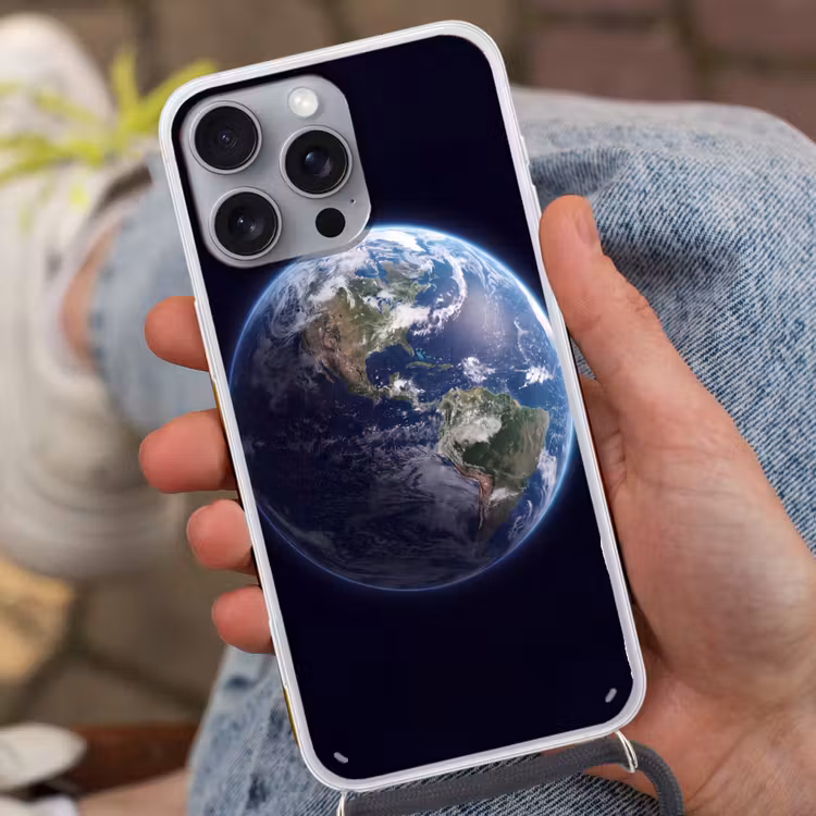 Telefoonhoesje met koord - Aarde - Ruimte - Kosmos - Aarde - Ruimte - Kosmos Hoesje iPhone 16 Pro Max met koord klein