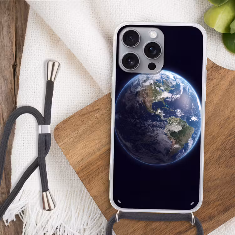 Telefoonhoesje met koord - Aarde - Ruimte - Kosmos - Aarde - Ruimte - Kosmos Hoesje iPhone 16 Pro Max met koord klein