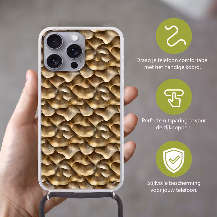 Abstract - Antiek - Goud Hoesje iPhone 16 Pro Max met koord klein 804 -sfeer2_NL