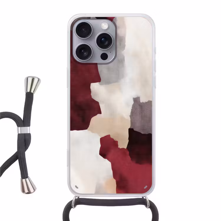 Abstract - Kleurbakken - Rood Hoesje iPhone 16 Pro Max met koord klein -3d