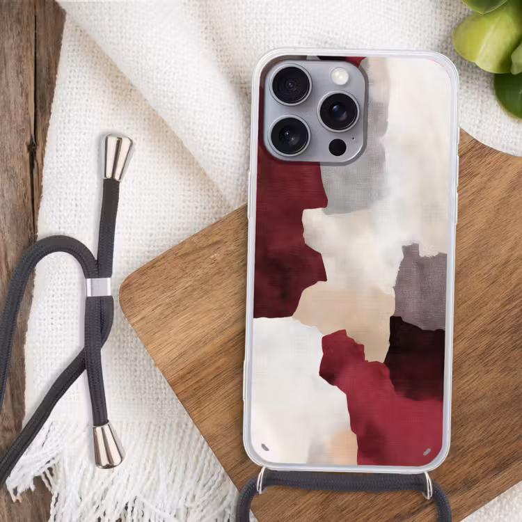Abstract - Kleurbakken - Rood Hoesje iPhone 16 Pro Max met koord klein -sfeer4