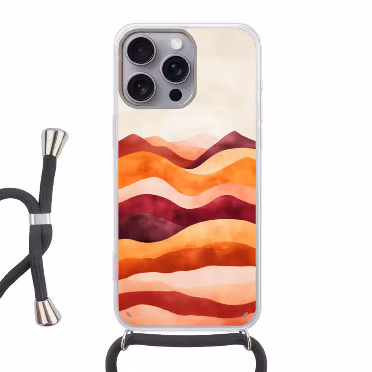 Abstract - Landschap - Golven Hoesje iPhone 16 Pro Max met koord klein -3d