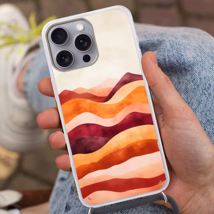 Abstract - Landschap - Golven Hoesje iPhone 16 Pro Max met koord klein -sfeer3