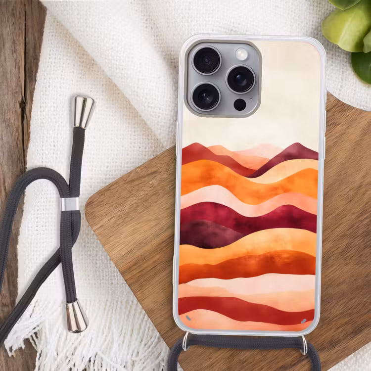 Abstract - Landschap - Golven Hoesje iPhone 16 Pro Max met koord klein -sfeer4