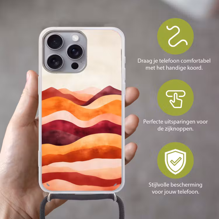 Abstract - Landschap - Golven Hoesje iPhone 16 Pro Max met koord klein -sfeer2_NL