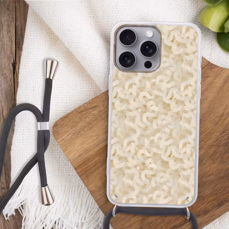Abstract - Lijnen - Beige Hoesje iPhone 16 Pro Max met koord klein 804 -sfeer4