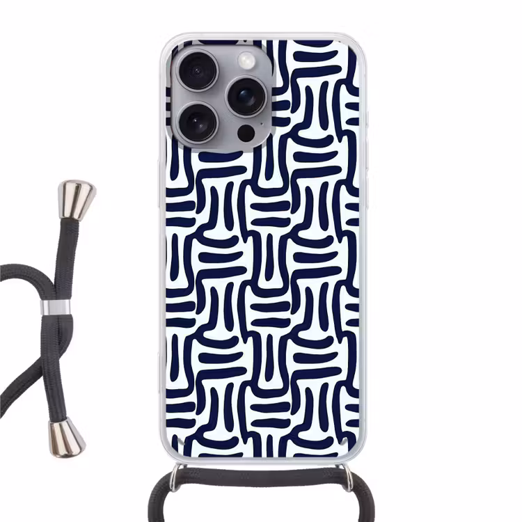 Abstract - Modern - Blauw Hoesje iPhone 16 Pro Max met koord klein 804 -3d