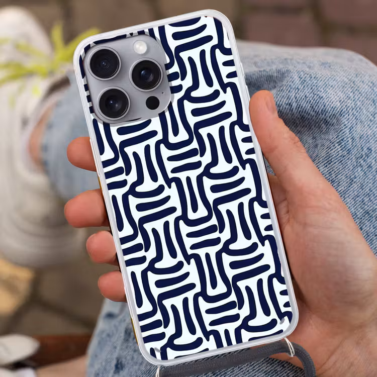 Abstract - Modern - Blauw Hoesje iPhone 16 Pro Max met koord klein 804 -sfeer3