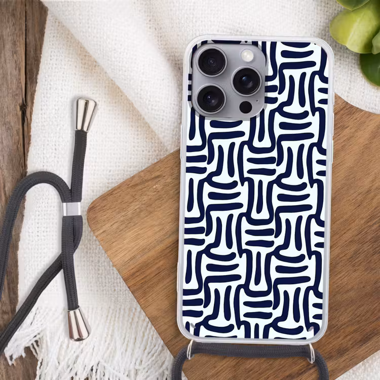 Abstract - Modern - Blauw Hoesje iPhone 16 Pro Max met koord klein 804 -sfeer4