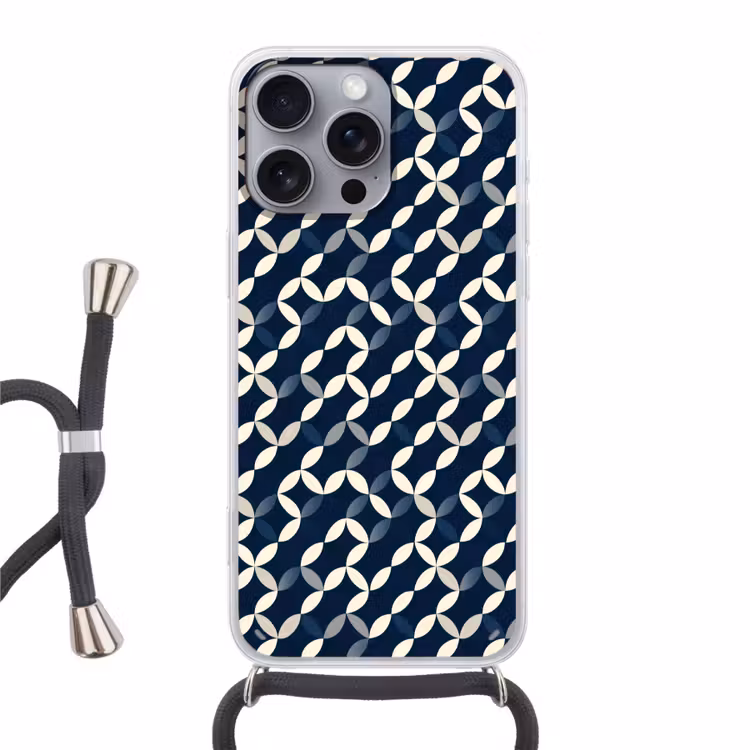 Abstract - Patroon - Blauw Hoesje iPhone 16 Pro Max met koord klein 804 -3d