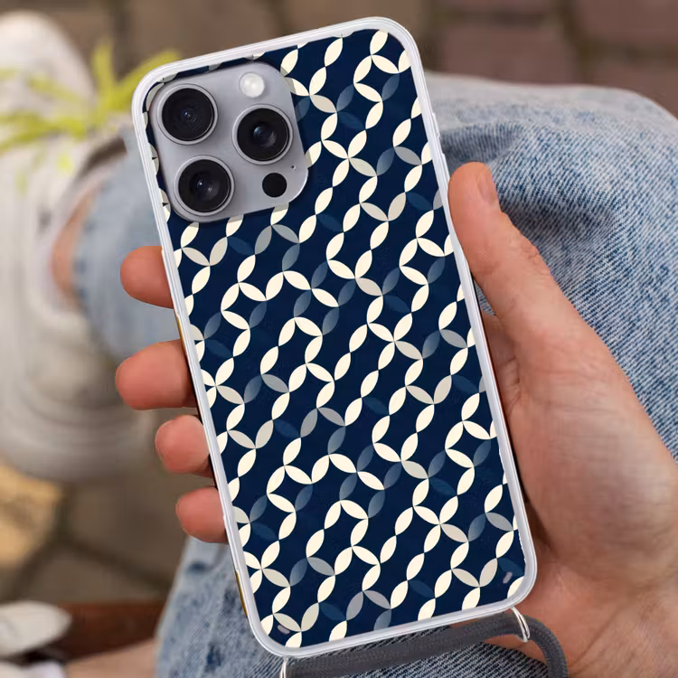 Abstract - Patroon - Blauw Hoesje iPhone 16 Pro Max met koord klein 804 -sfeer3