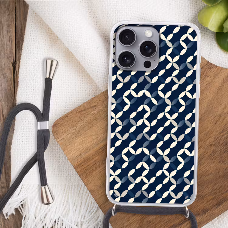 Abstract - Patroon - Blauw Hoesje iPhone 16 Pro Max met koord klein 804 -sfeer4