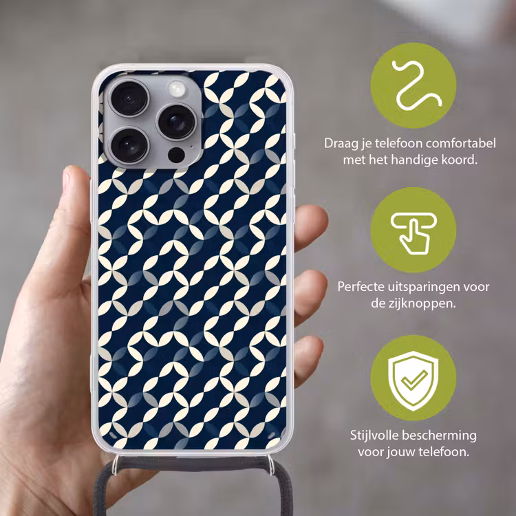 Abstract - Patroon - Blauw Hoesje iPhone 16 Pro Max met koord klein 804 -sfeer2_NL