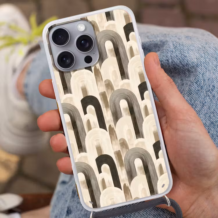 Abstract - Patroon - Bogen Hoesje iPhone 16 Pro Max met koord klein 804 -sfeer3