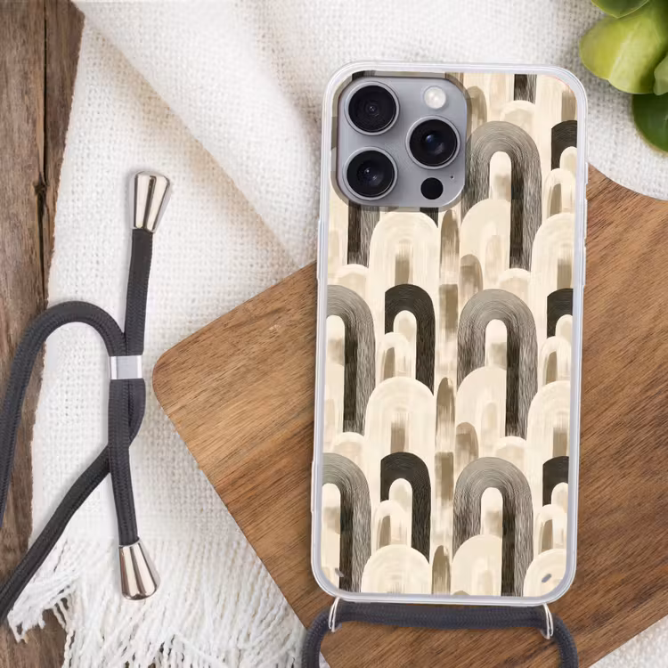 Abstract - Patroon - Bogen Hoesje iPhone 16 Pro Max met koord klein 804 -sfeer4