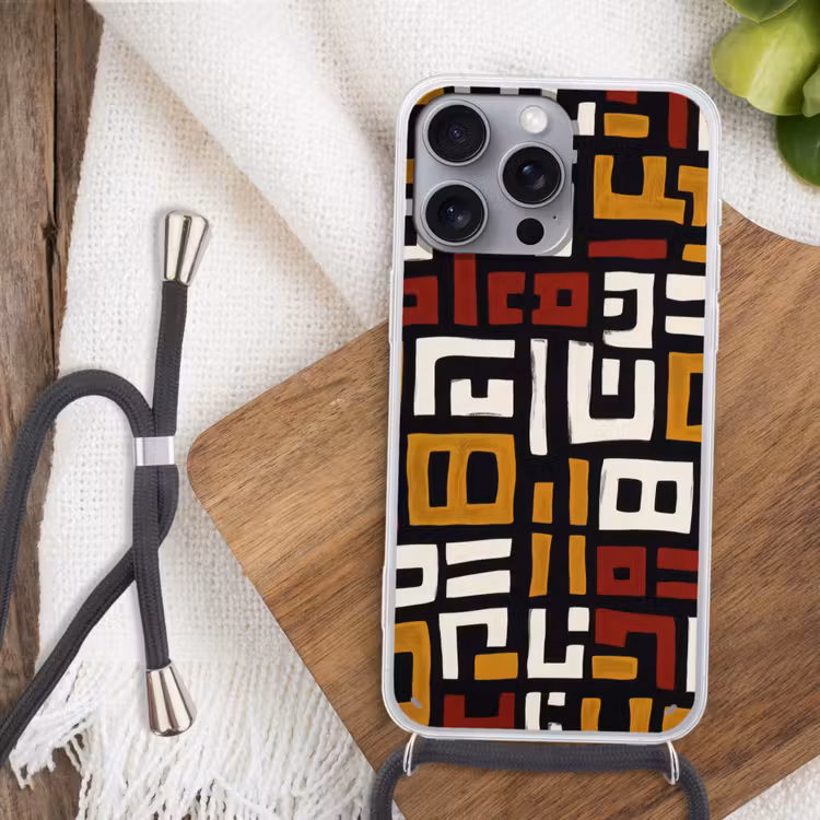 Abstract - Patroon - Rood Hoesje iPhone 16 Pro Max met koord klein -sfeer4