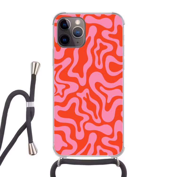 Abstract - Patroon - Rood - Roze - Minimalistisch Hoesje iPhone 12 Pro met koord klein -3d