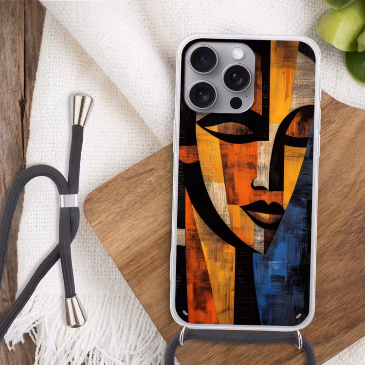 Abstract - Portret - Kleurvakken Hoesje iPhone 16 Pro Max met koord klein -sfeer4