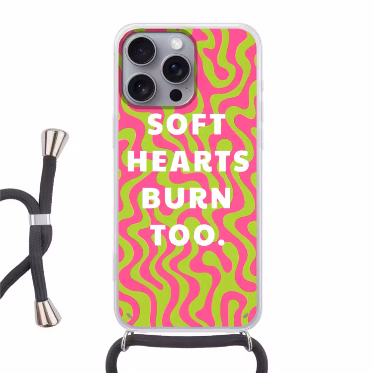 Abstract - Quote - Centraal - Roze Hoesje iPhone 16 Pro Max met koord klein -3d