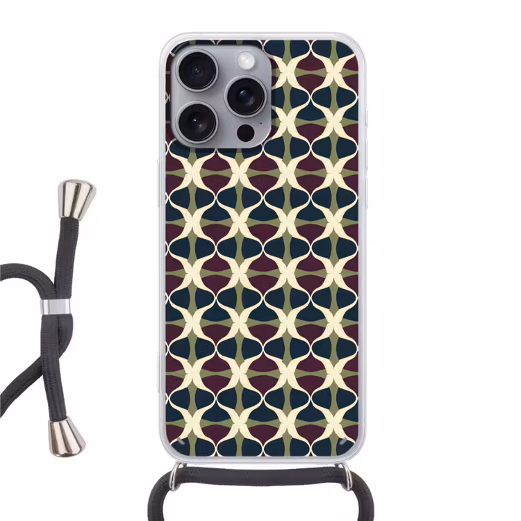 Abstract - Retro - Kleurrijk Hoesje iPhone 16 Pro Max met koord klein 804 -3d