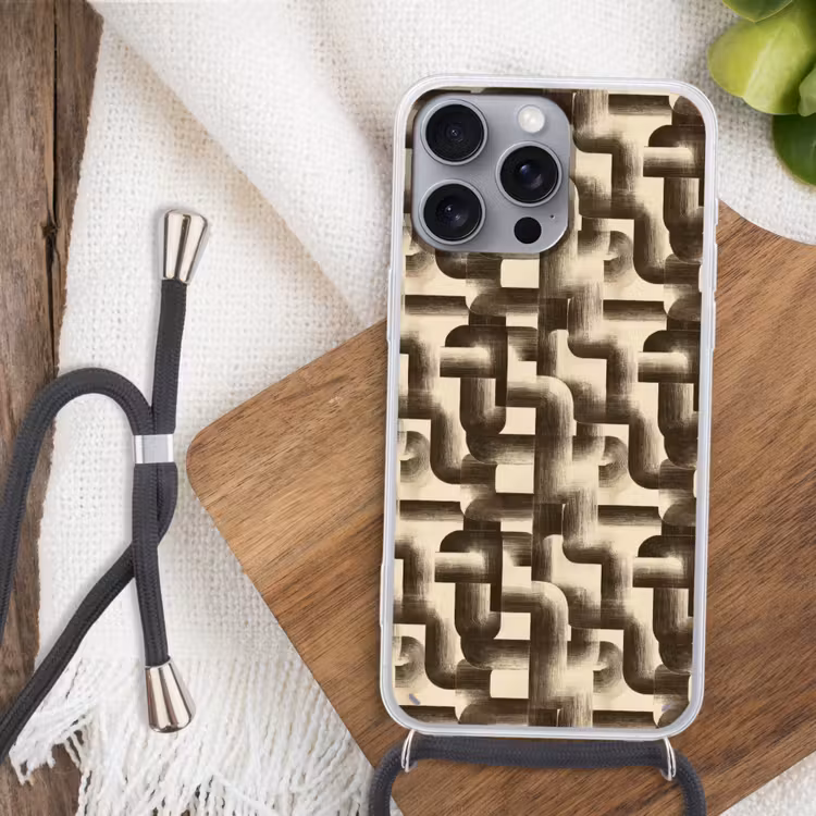 Abstract - Retro - Zwart Hoesje iPhone 16 Pro Max met koord klein 804 -sfeer4