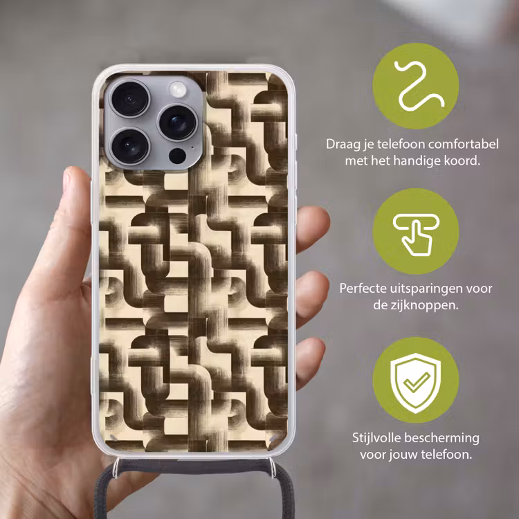 Abstract - Retro - Zwart Hoesje iPhone 16 Pro Max met koord klein 804 -sfeer2_NL