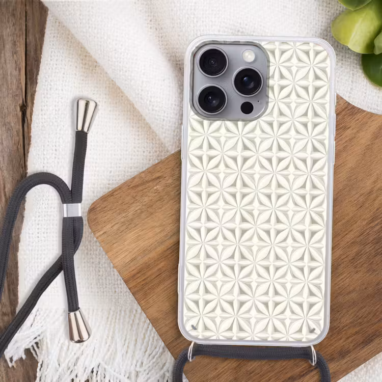 Abstract - Structuur - Grijs - Wit Hoesje iPhone 16 Pro Max met koord klein 804 -sfeer4