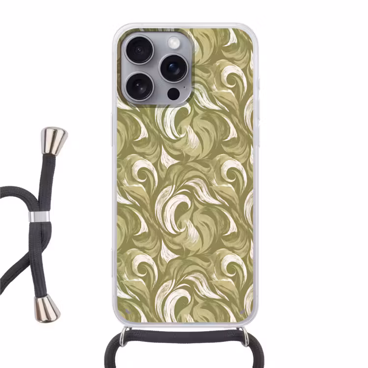 Abstract - Textuur - Groen Hoesje iPhone 16 Pro Max met koord klein 804 -3d