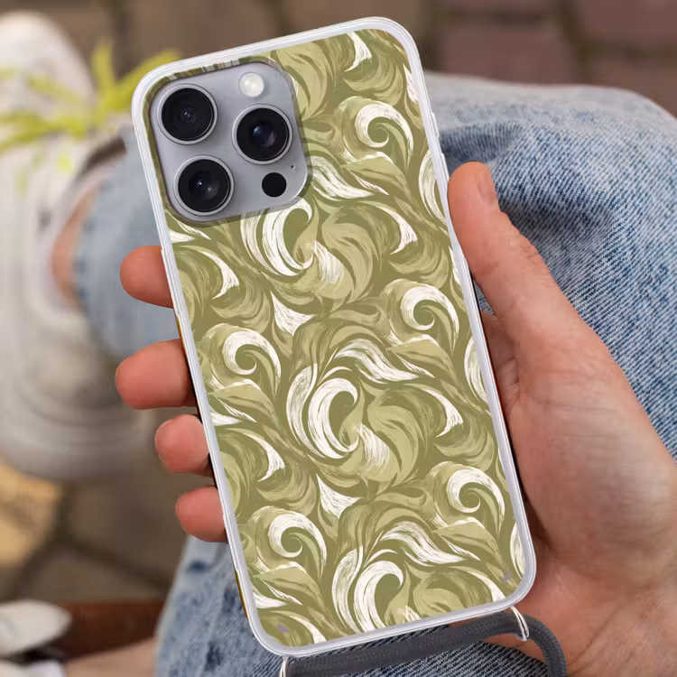 Abstract - Textuur - Groen Hoesje iPhone 16 Pro Max met koord klein 804 -sfeer3