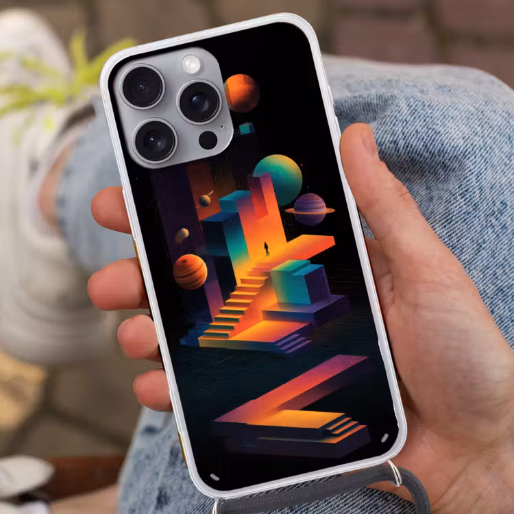 Abstract - Trappen - Mens - Planeten Hoesje iPhone 16 Pro Max met koord klein -sfeer3