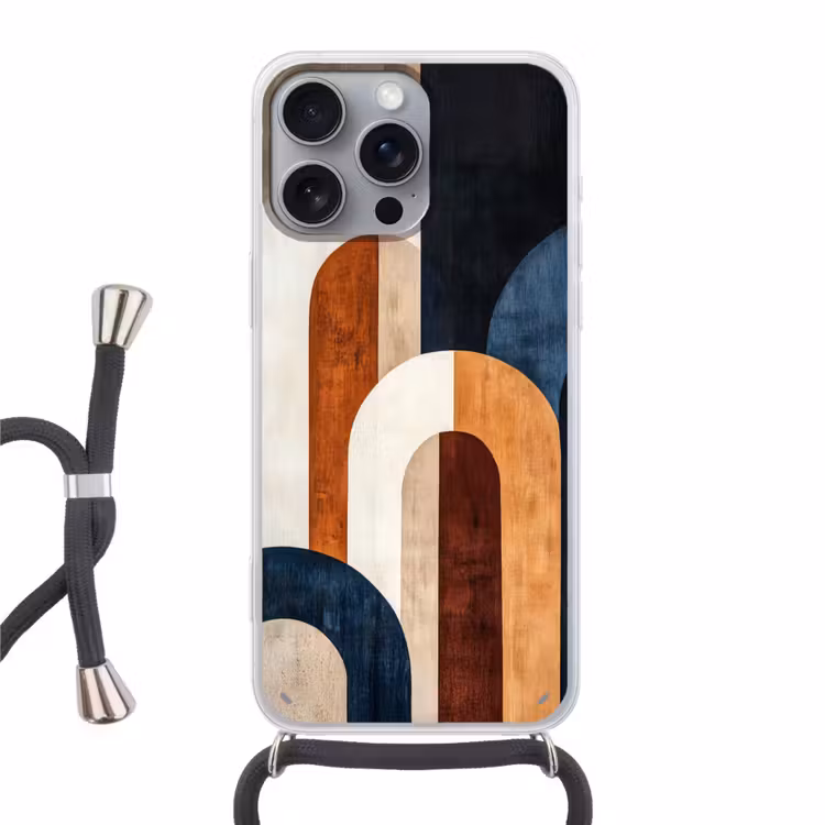 Abstract - Vormen - Donkerblauw Hoesje iPhone 16 Pro Max met koord klein -3d