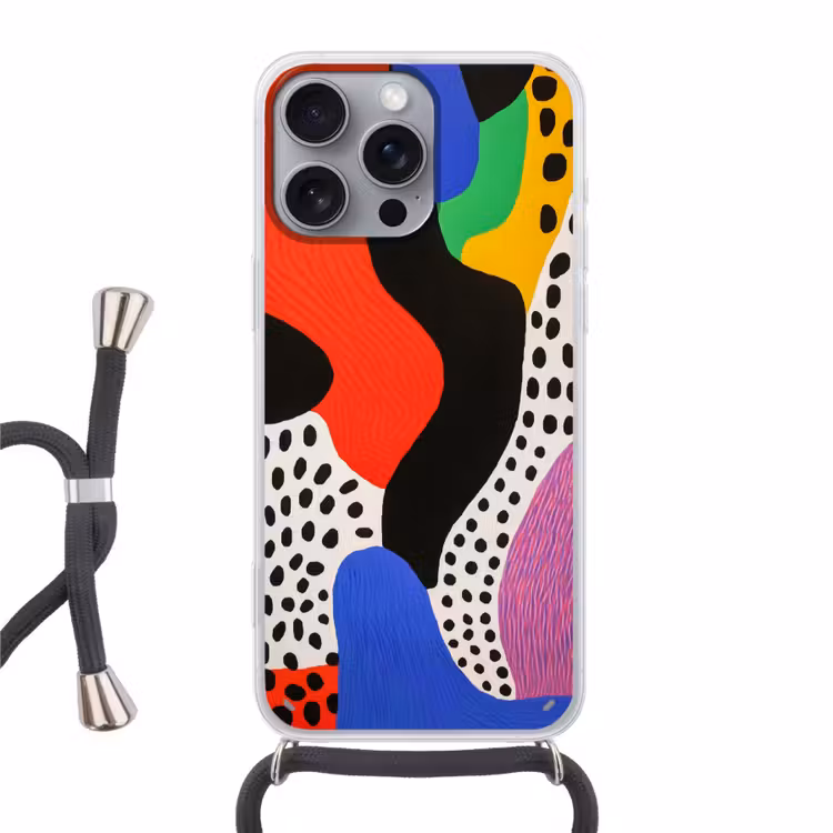 Abstract - Vormen - Kleuren - Stippen Hoesje iPhone 16 Pro Max met koord klein -3d