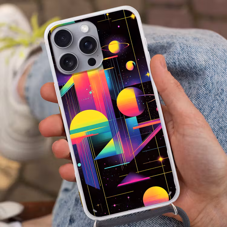 Abstract - Vormen - Kleurrijk - Lijnen Hoesje iPhone 16 Pro Max met koord klein -sfeer3