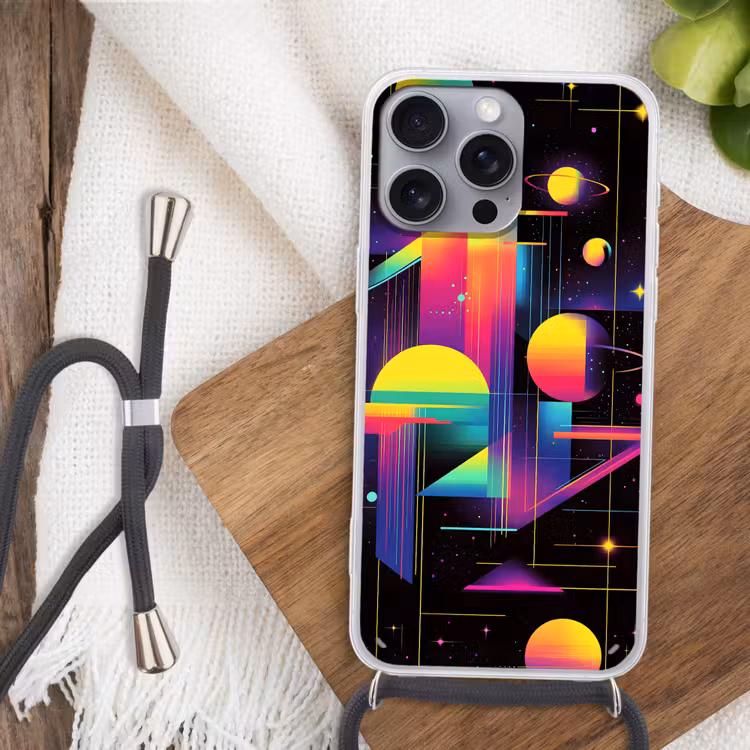 Abstract - Vormen - Kleurrijk - Lijnen Hoesje iPhone 16 Pro Max met koord klein -sfeer4